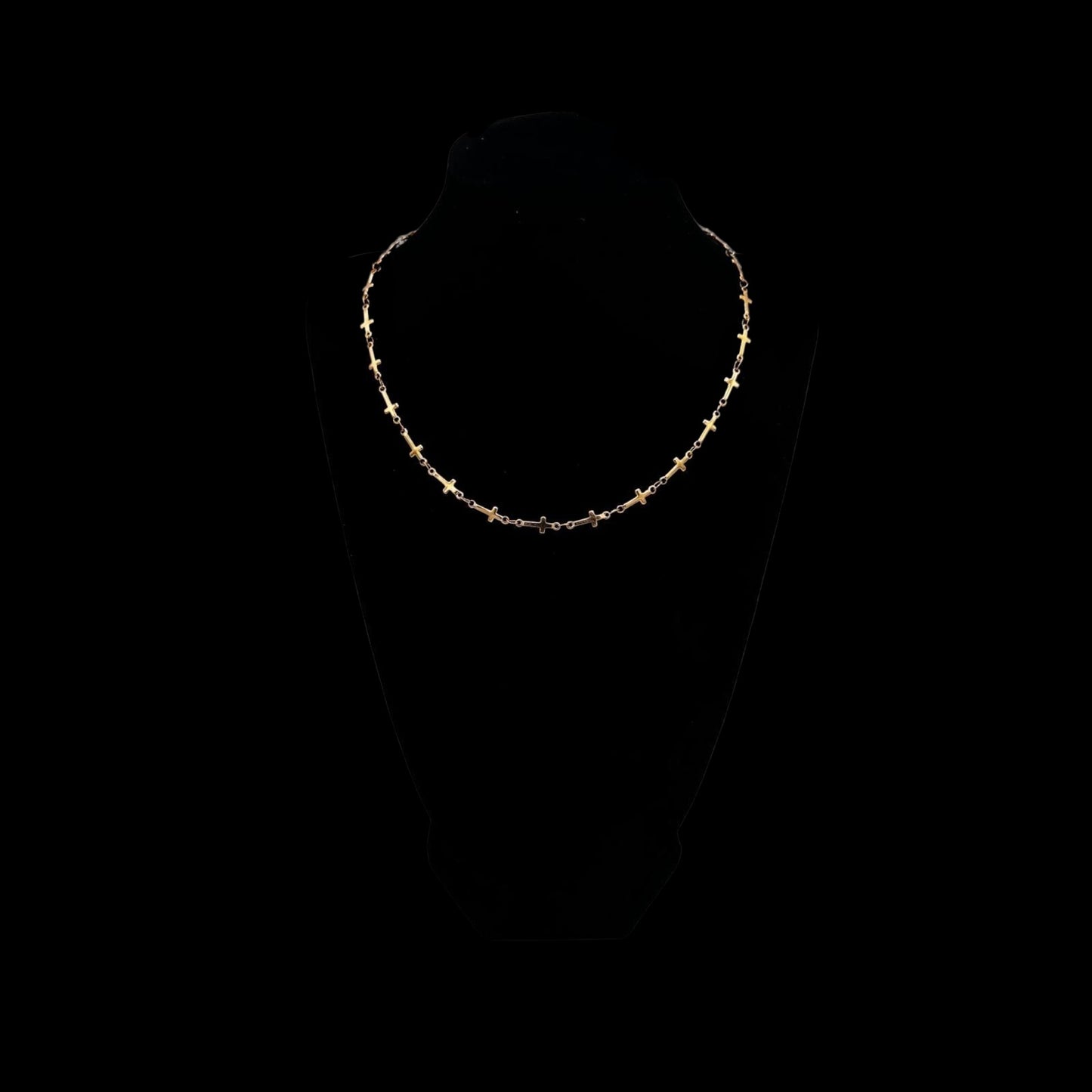 Gold Mini Cross Chain Necklace