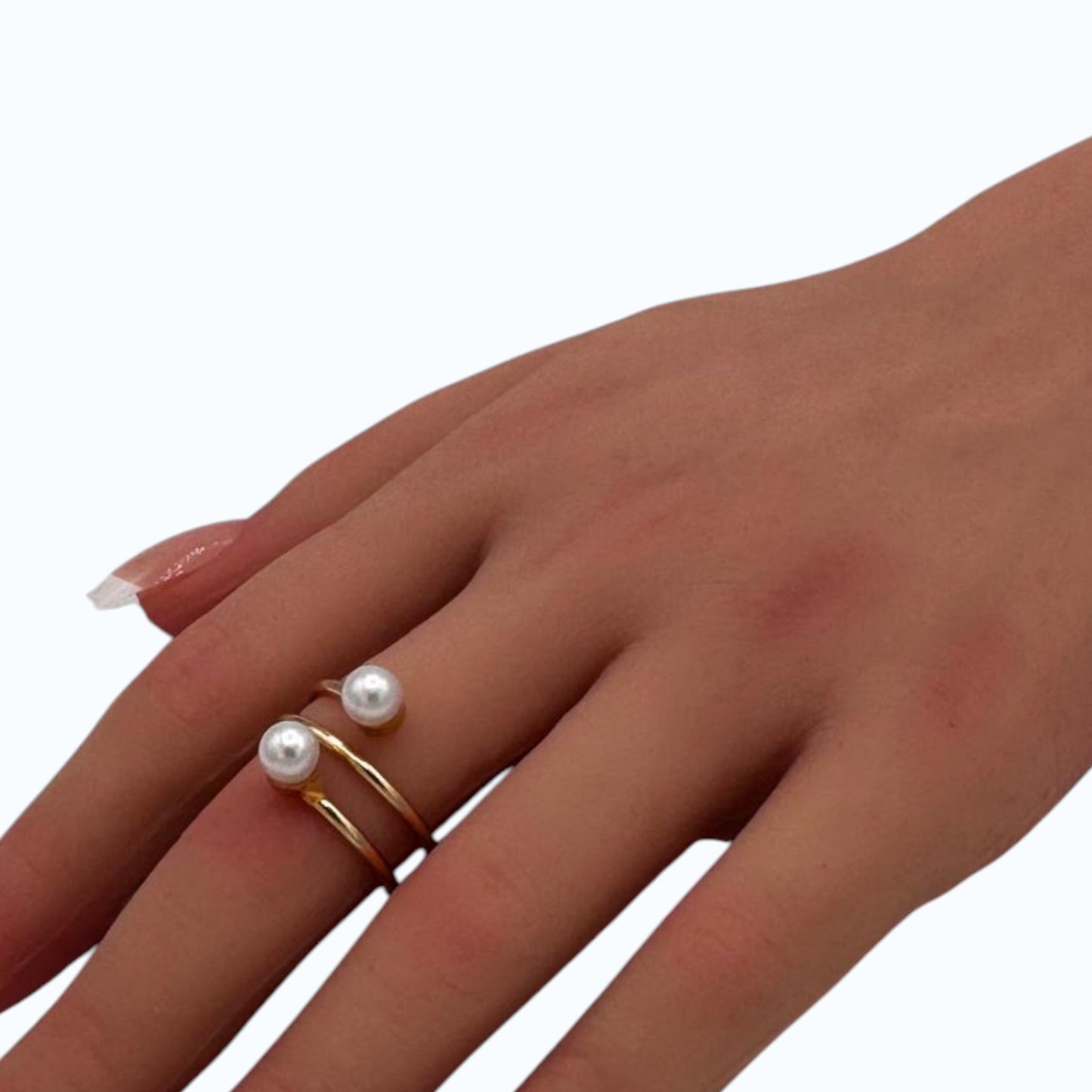 Double Pearl Open Ring