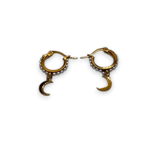Moon Charm Hoop Earrings