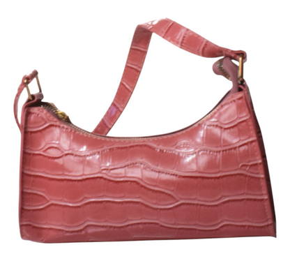 Croc Embossed Classic Clutch Bag vegan leather women's handbag on plain background