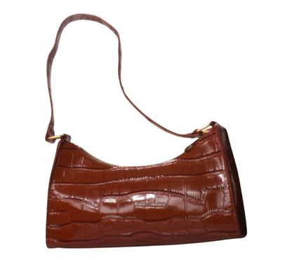Croc Embossed Classic Clutch Bag vegan leather women's handbag on plain background