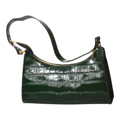 Croc Embossed Classic Clutch Bag vegan leather women's handbag on plain background