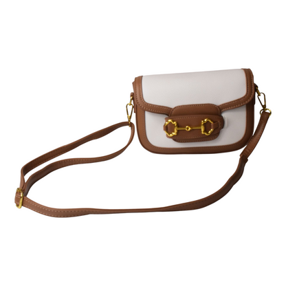 Dorole Horse Bitbuckle Bag flap shoulder handbag on plain background
