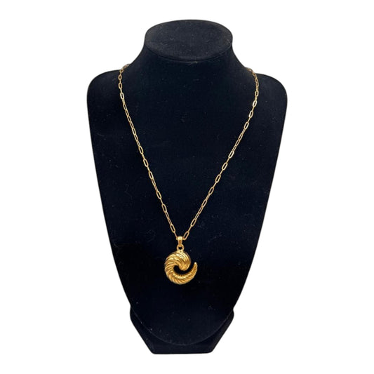 Gold Sculpted Swirl Pendant Necklace