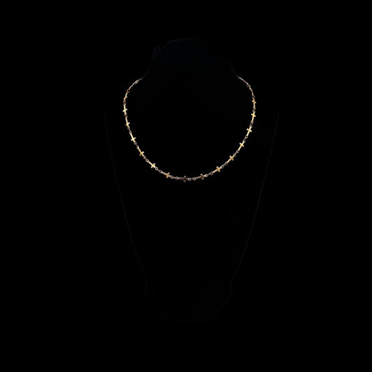 Gold Mini Cross Chain Necklace