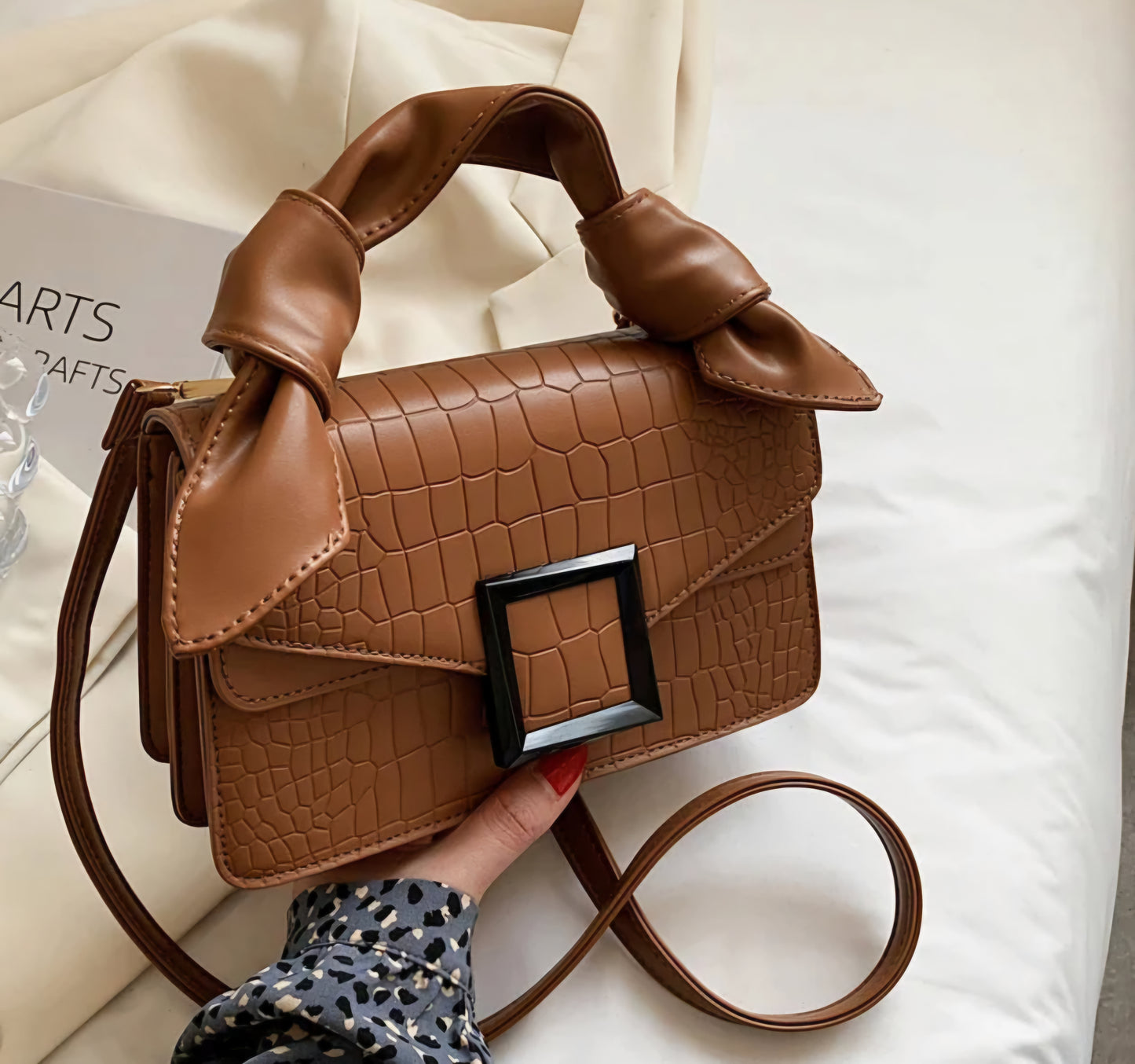 Dorole Stone Pattern Square Flap Shoulder Crossbody Bag