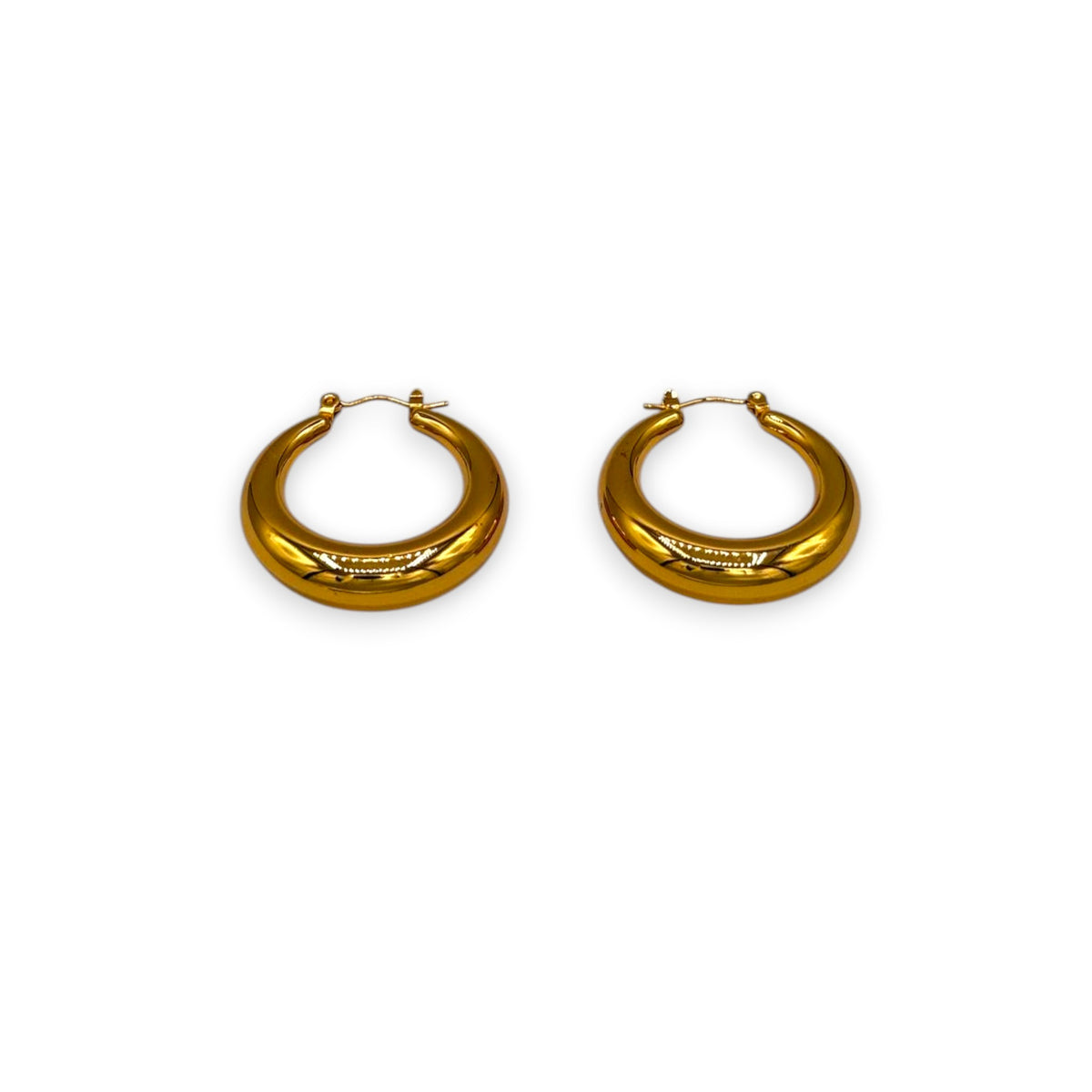 Gold-tone classic bold mini hoops earrings on display