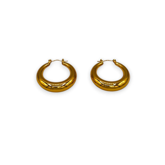 Gold-tone classic bold mini hoops earrings on display