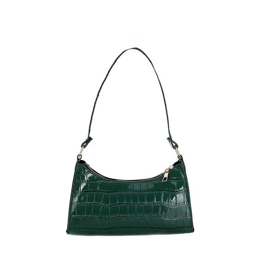 Croc Embossed Classic Clutch Bag vegan leather women's handbag on plain background