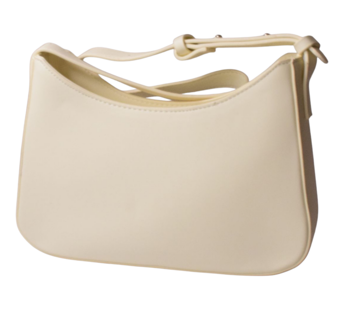 Beige handbag with a strap on a white background