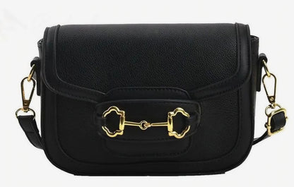 Dorole Horse Bitbuckle Bag flap shoulder handbag on plain background