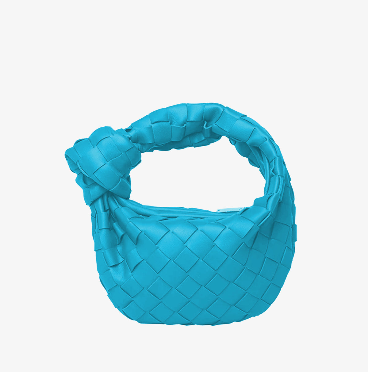 Horn Knotted Underarm Handbag women's woven shoulder bag on plain background