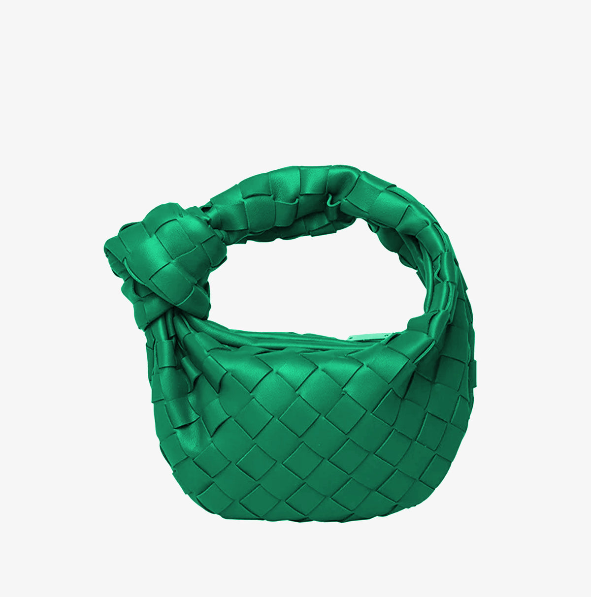 Horn Knotted Underarm Handbag women's woven shoulder bag on plain background